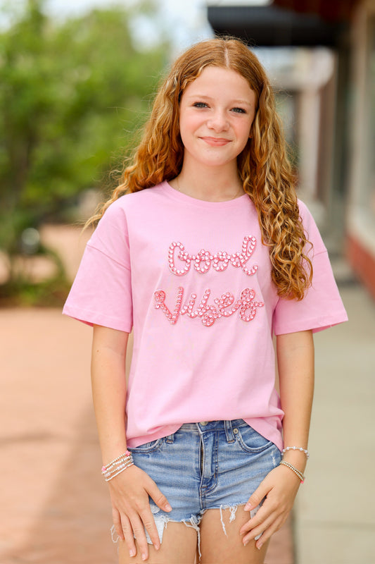 KIDS Pink Good Vibes Tee