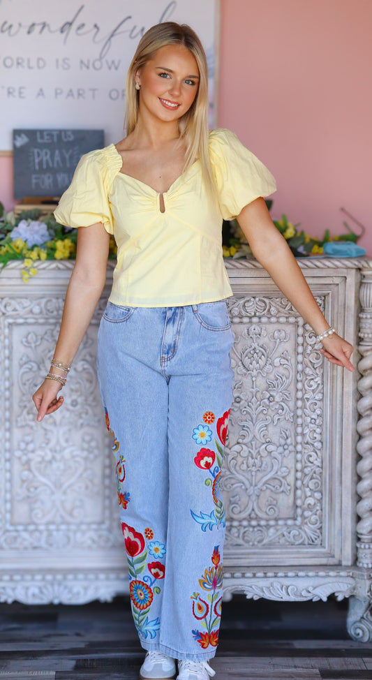 Floral Straight Leg Jeans