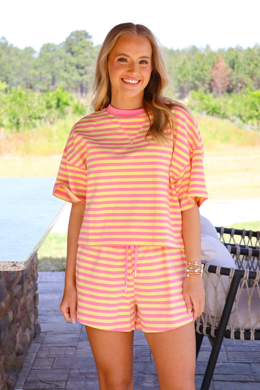 Pink & Yellow Striped Set