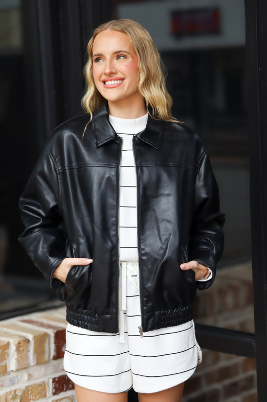 Leather Bomber Jacket