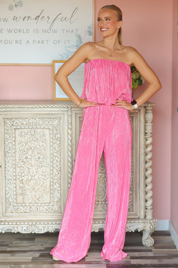 Hot Pink Tube Jumpsuit