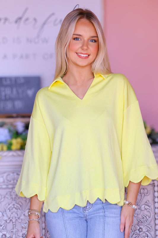 Sunny Yellow Scallop Top