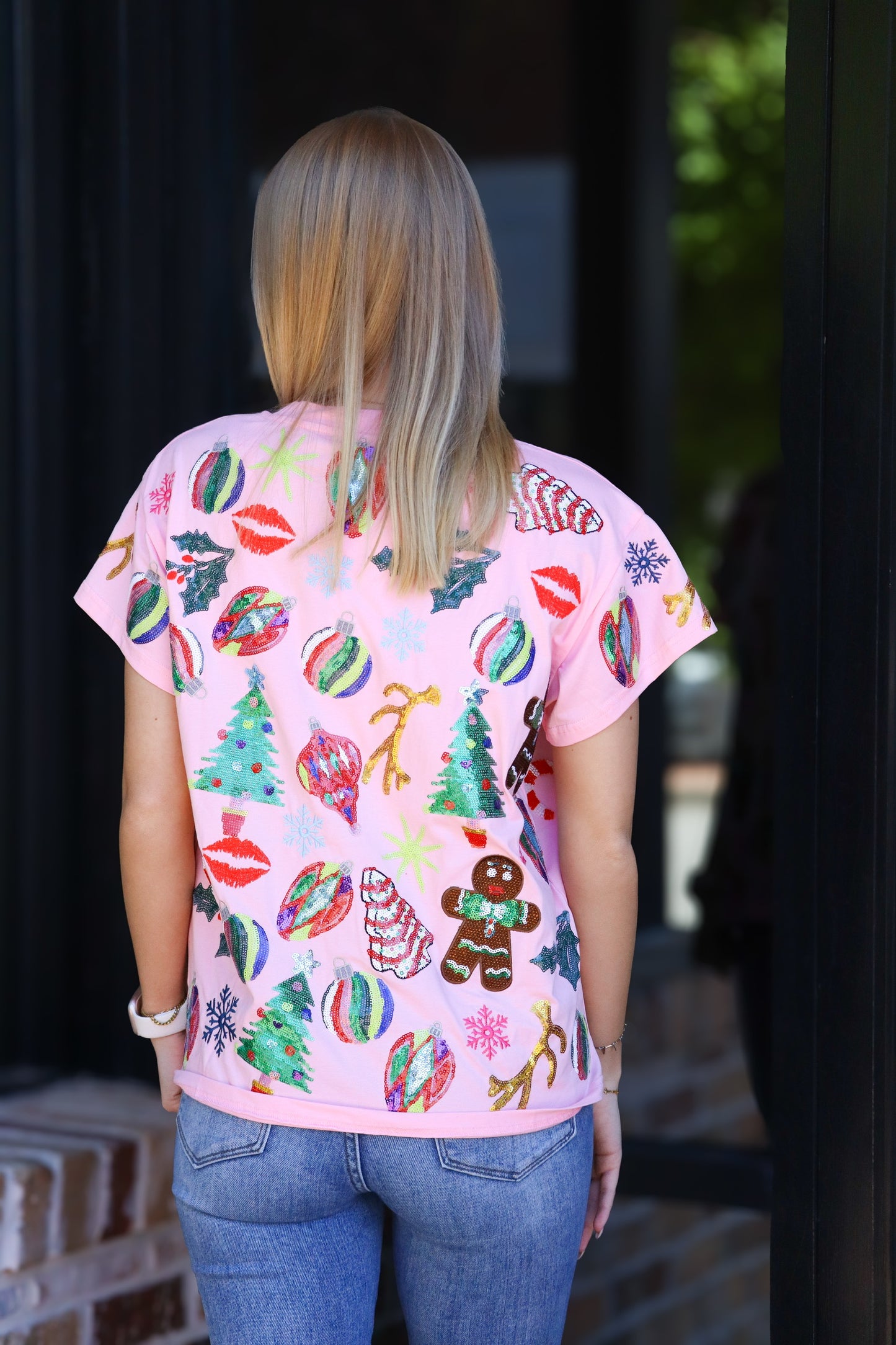 QOS Light Pink Christmas Icon Tee