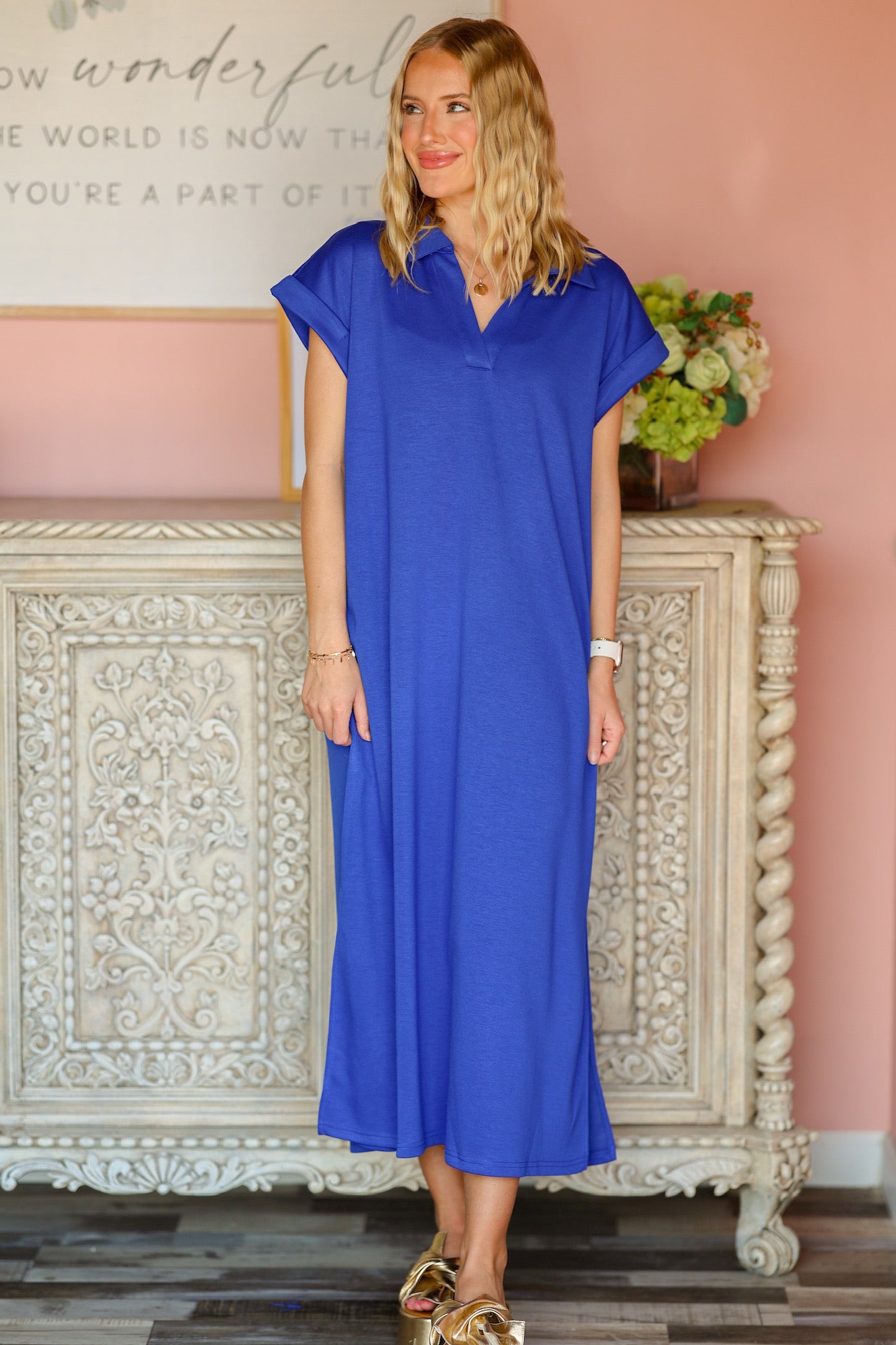 Royal Blue Scuba Midi Dress