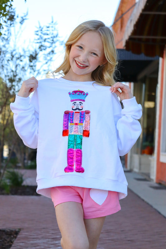 QOS Kids White Nutcracker Sweatshirt