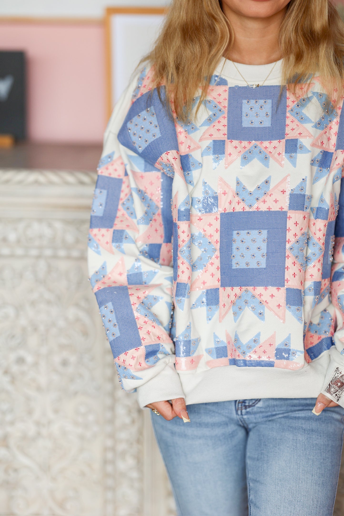 QOS Patchwork Sweatshirt
