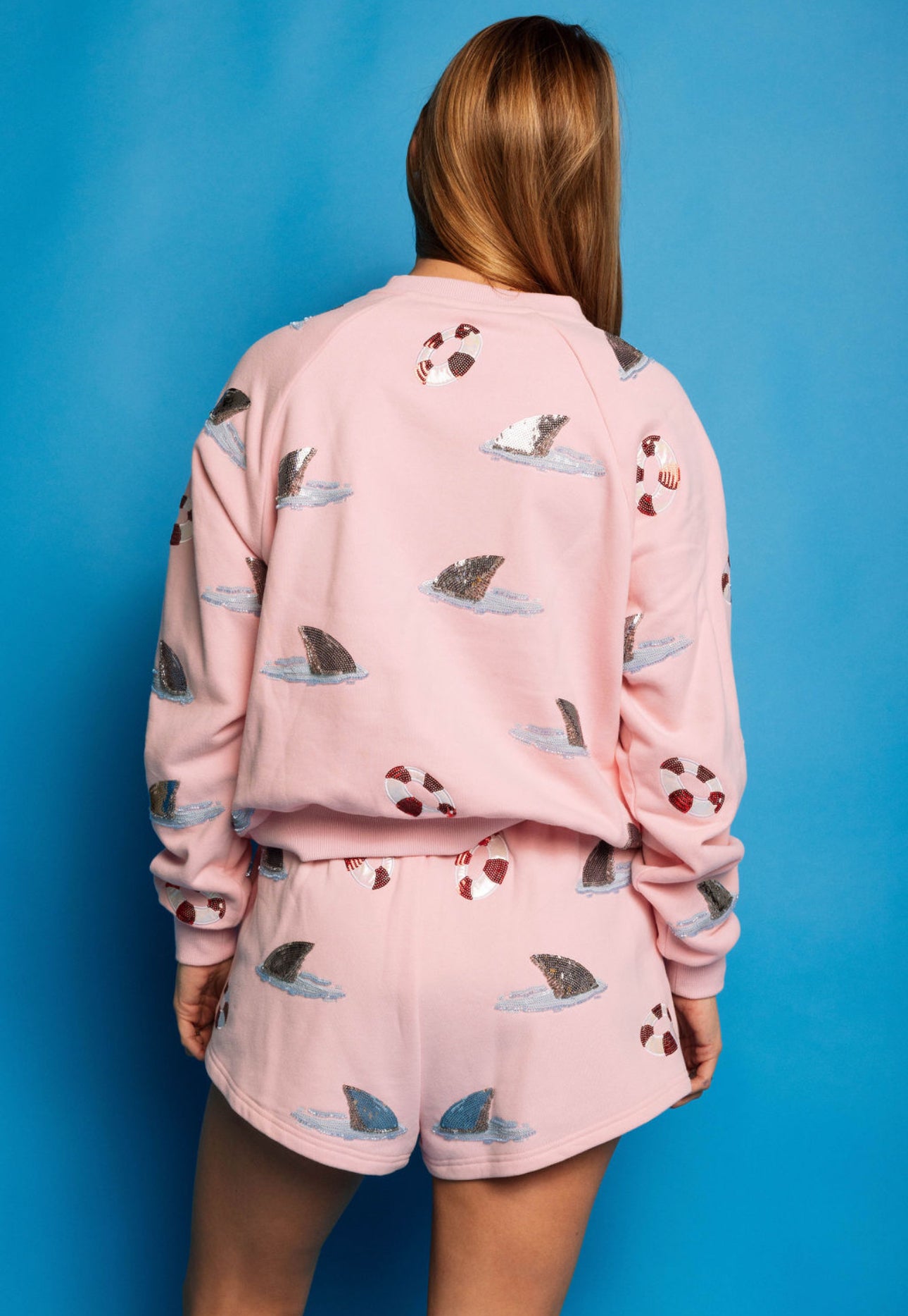 QOS Light Pink Shark Fin & Float Sweatshirt