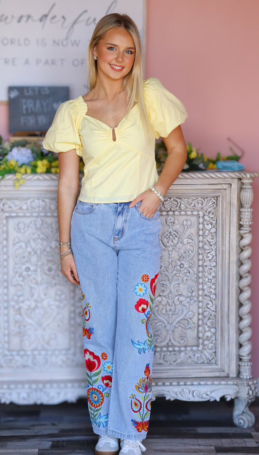 Floral Straight Leg Jeans