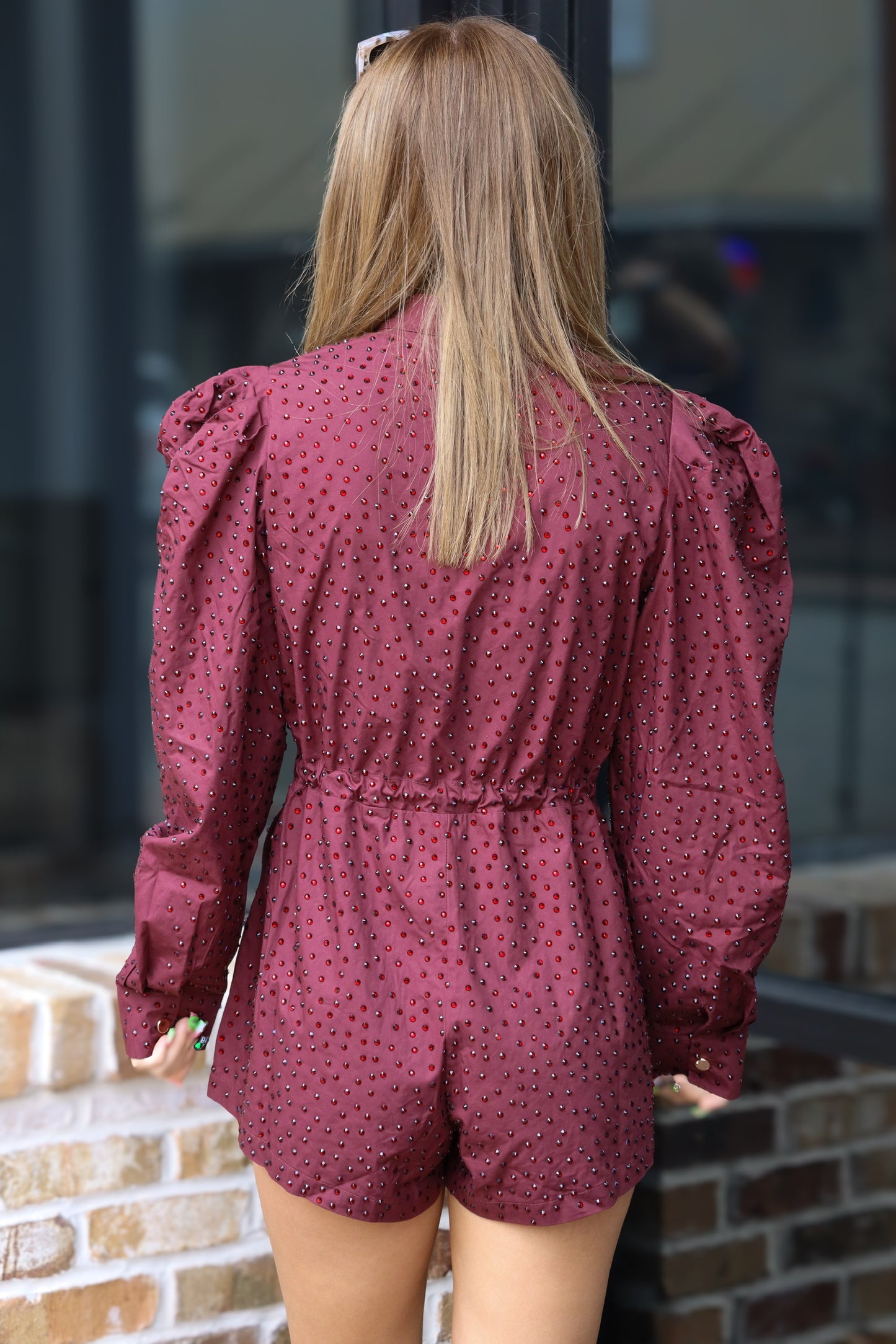 QOS Maroon Long Sleeve Romper