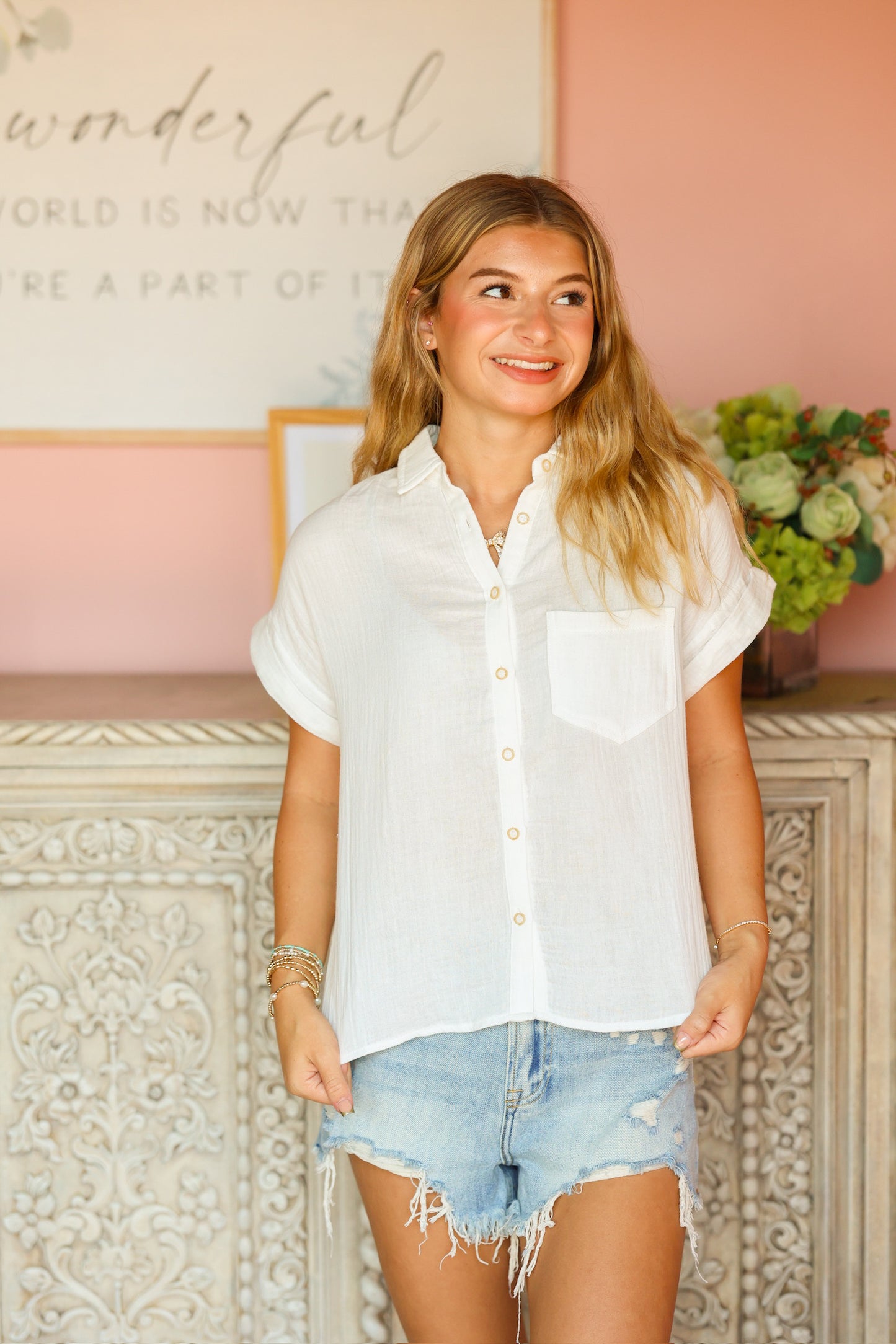 Bright White Button Up