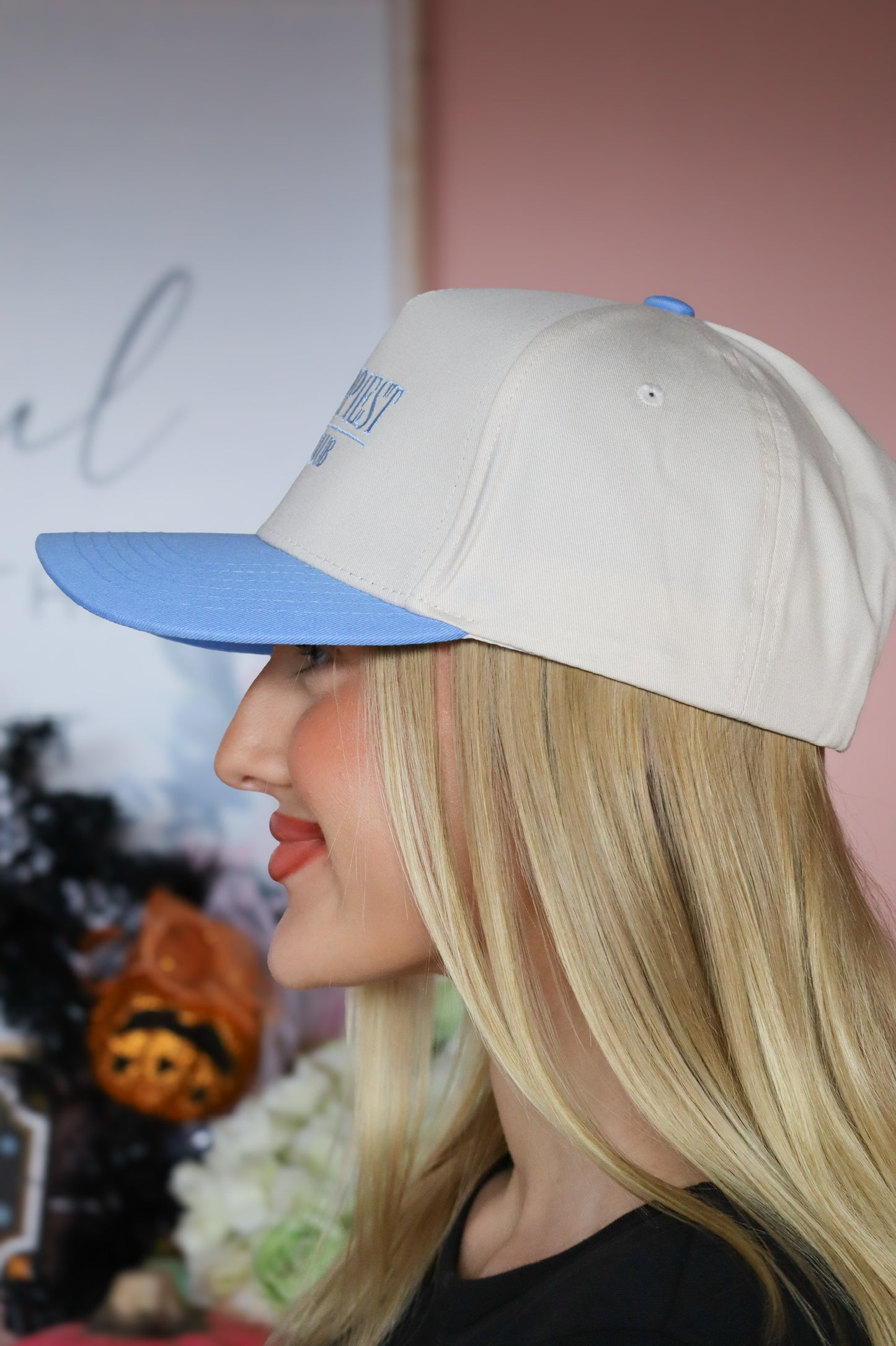 Blue The Happiest Embroidered Trucker Hat