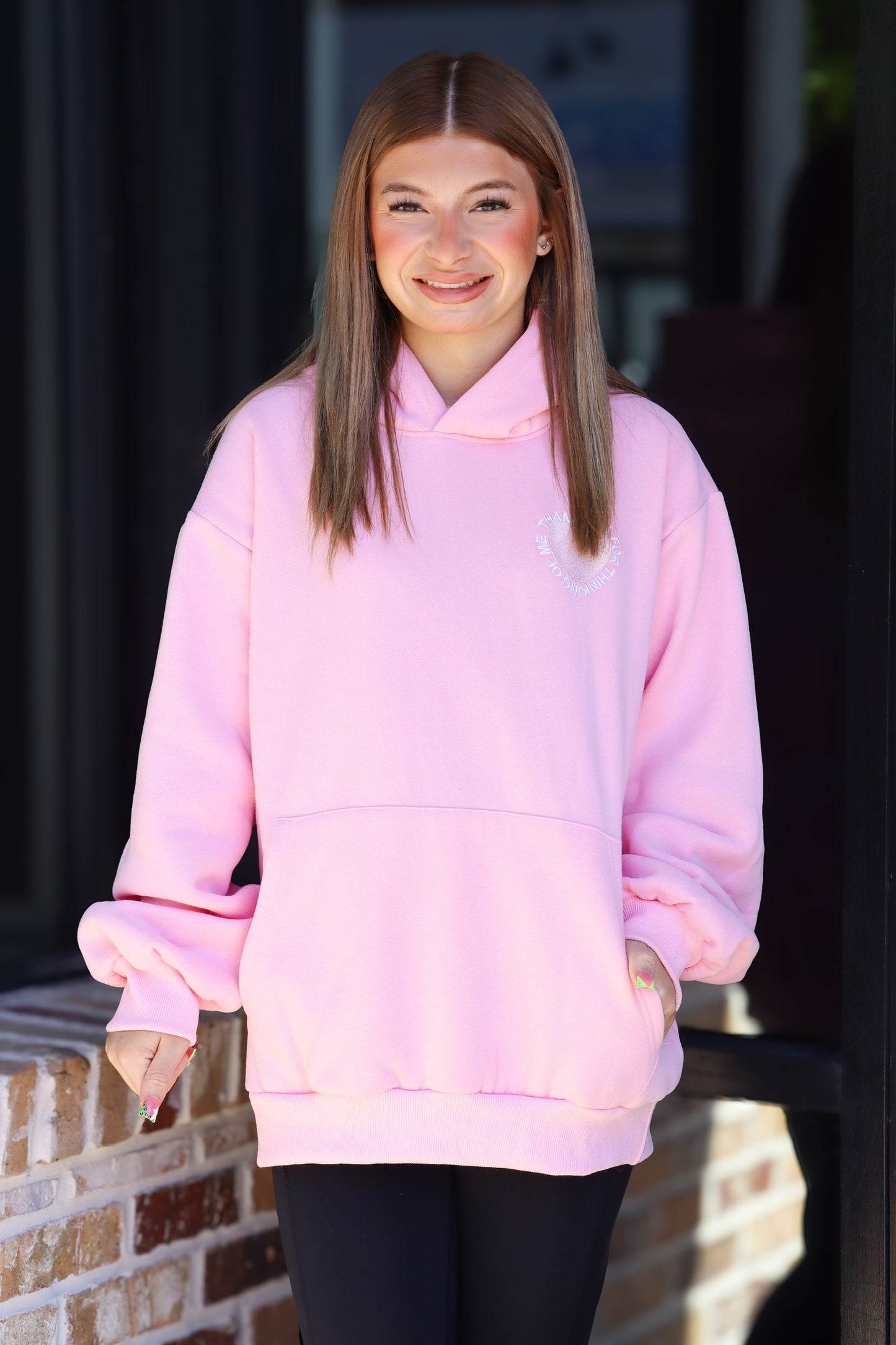 "Thank You For Thinking Of Me" Pink Hoodie