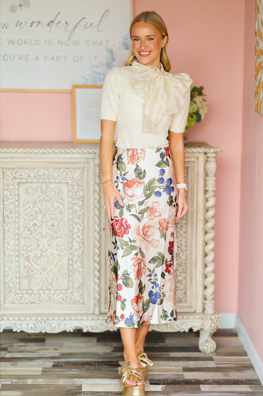Ivory Multi Floral Skirt
