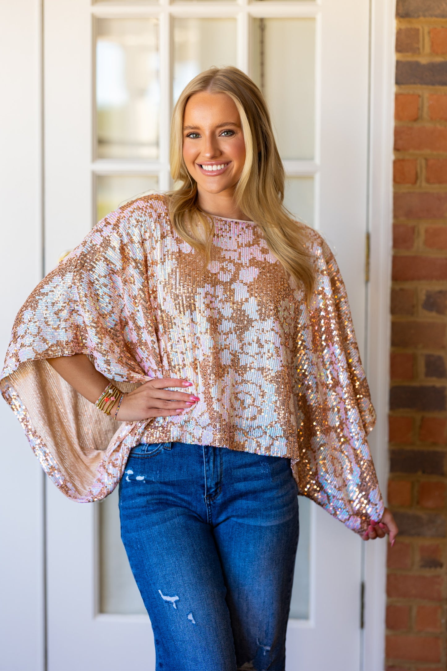 Sequin Champagne Rose Top