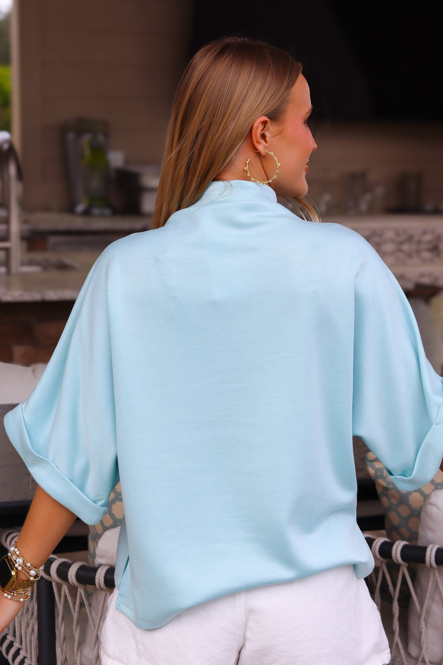 Seafoam Scuba Mock Neck Top