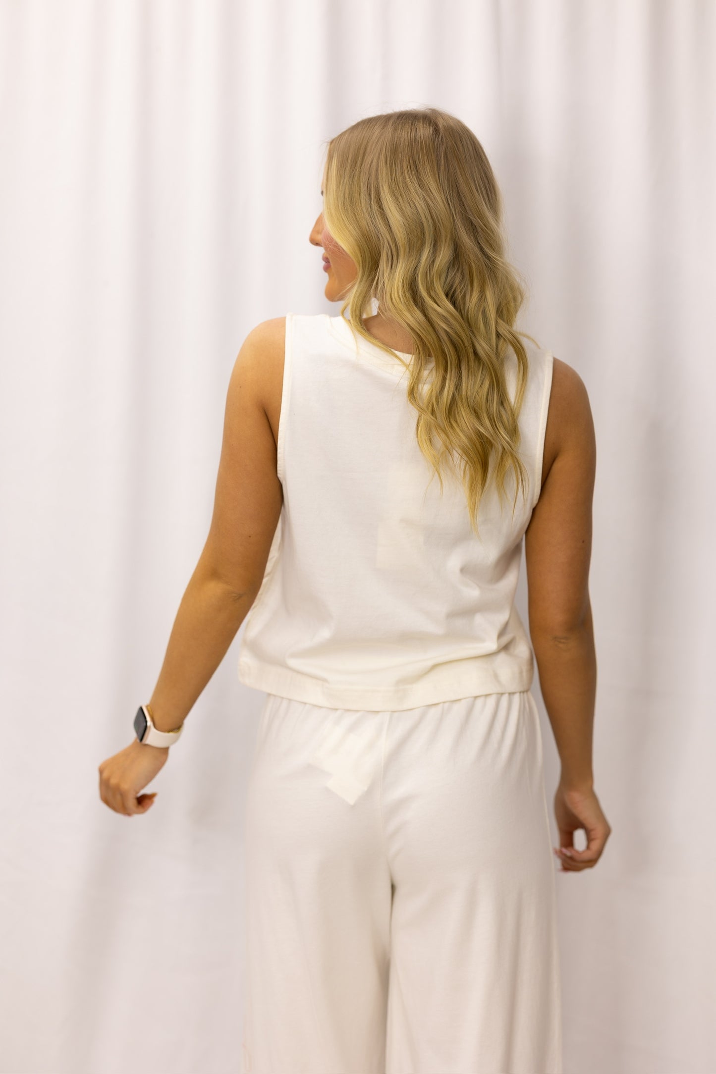 White Sleeveless V-Neck Top