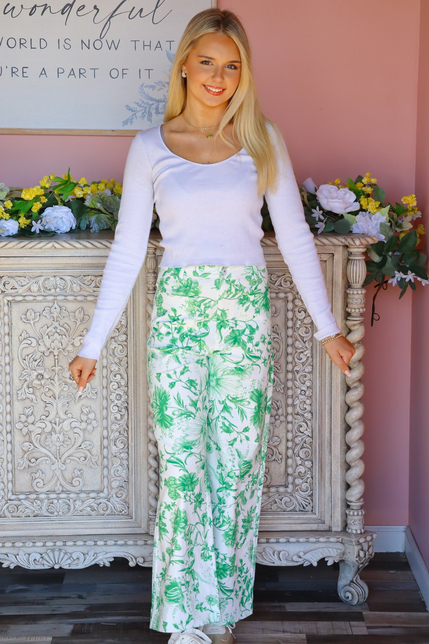 Green & Cream Jeans