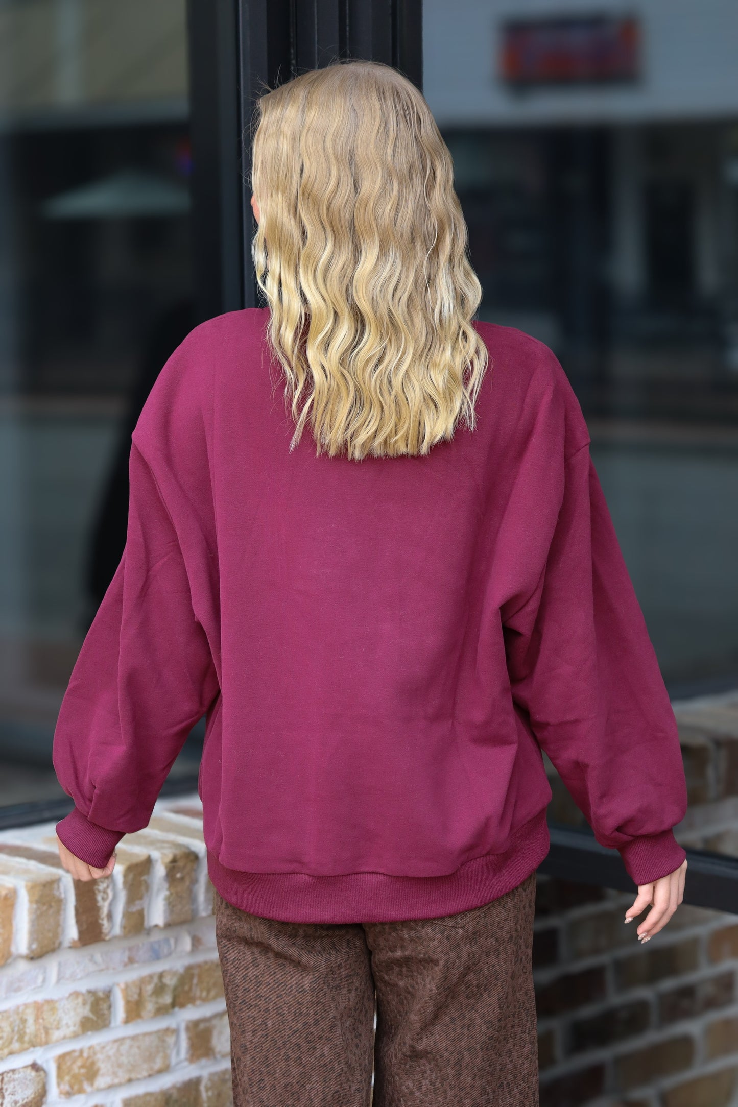 QOS Maroon Vintage Sweatshirt