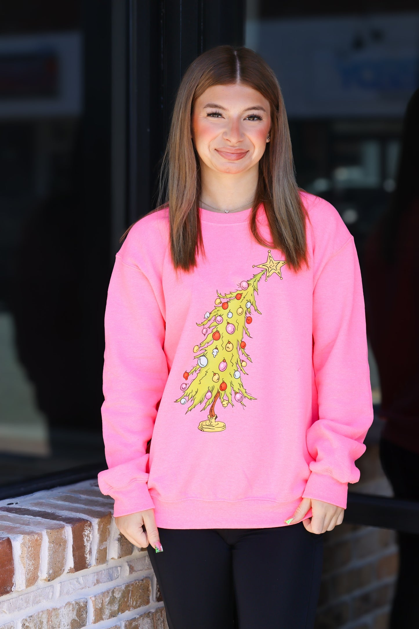 Grinch tree sweatshirt