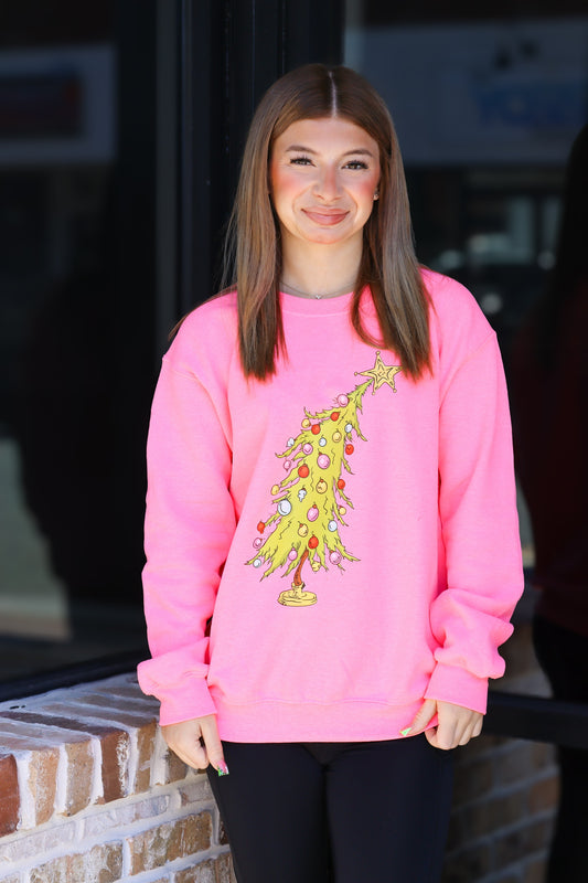Grinch tree sweatshirt