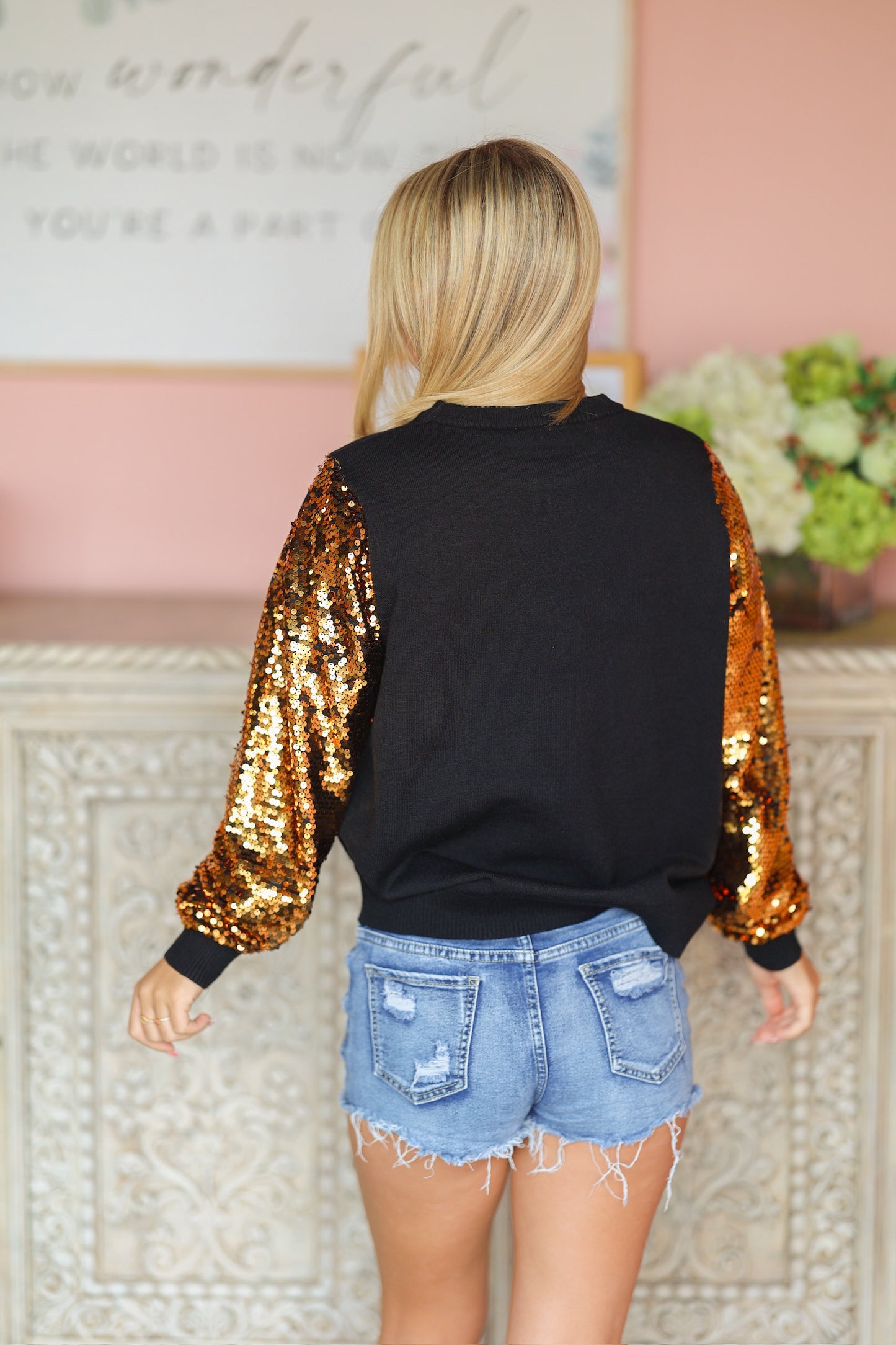 Black and Gold Gameday Sequin Sweater