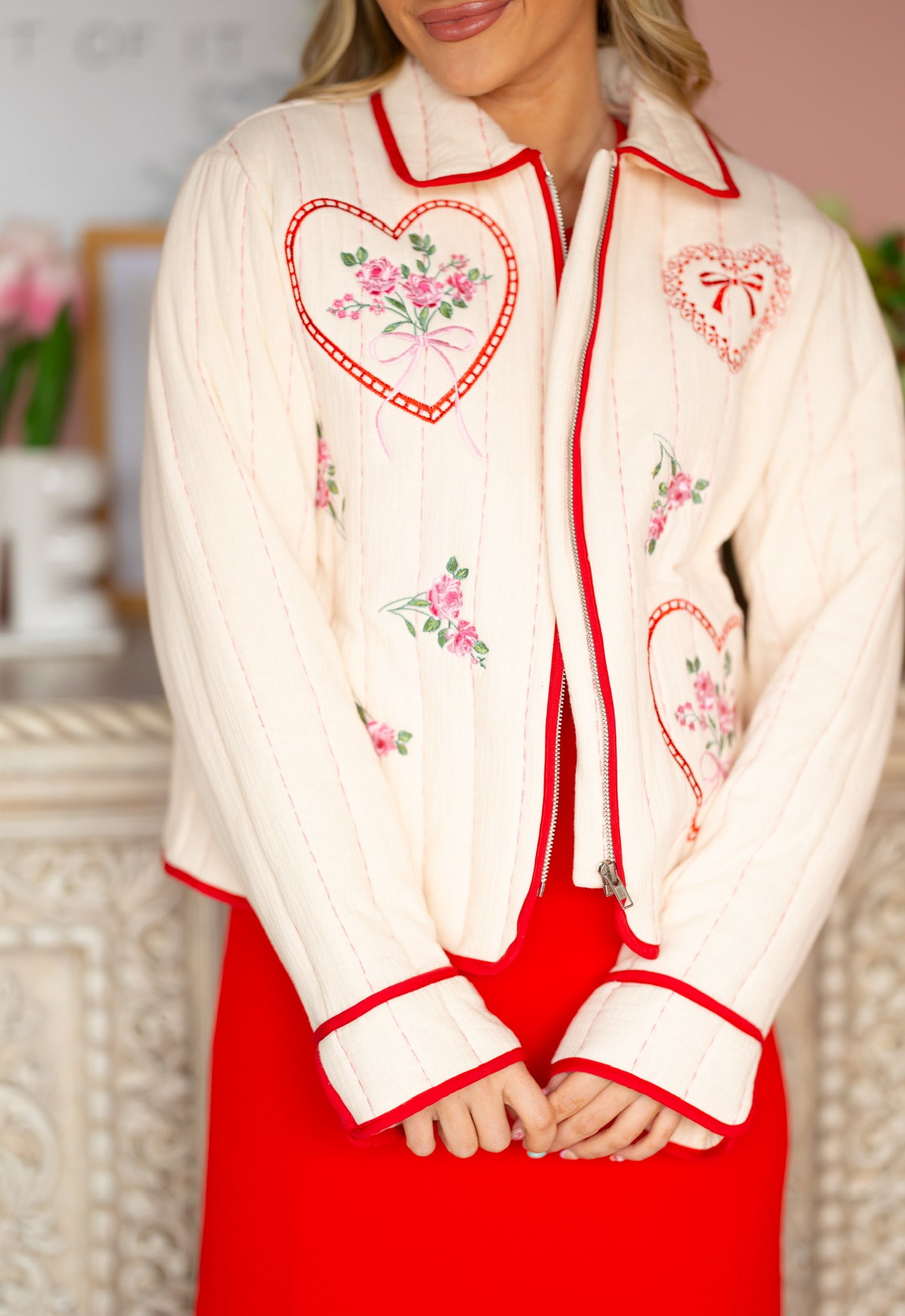 Floral Hearts Quilted Jacket