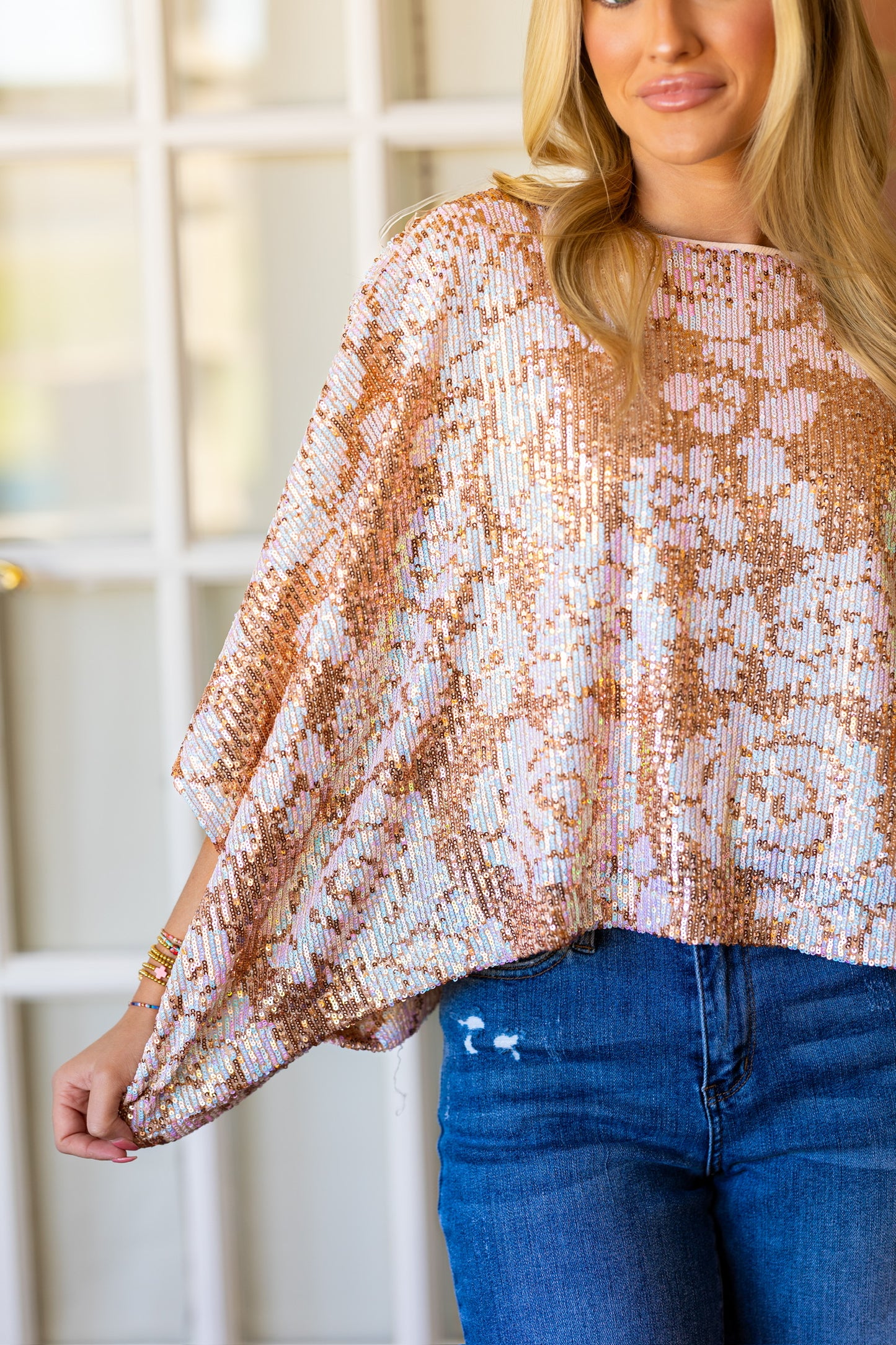 Sequin Champagne Rose Top