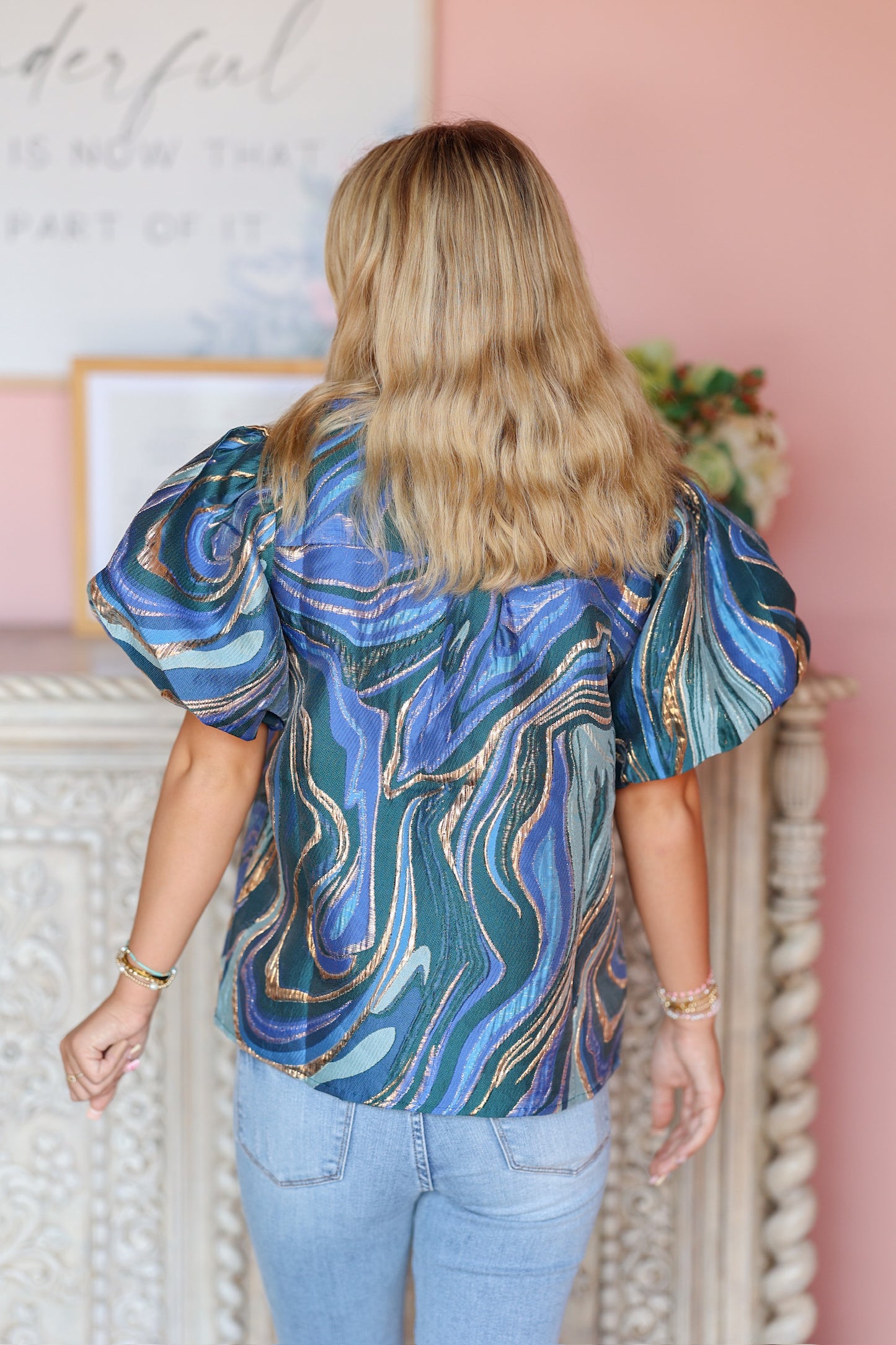 Blue & Gold Mix Top