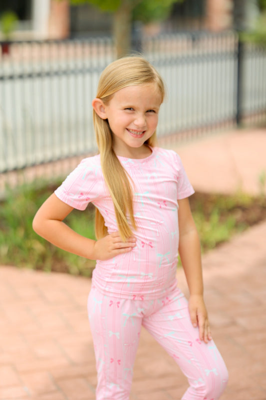 Kids Pink Bow Pajamas