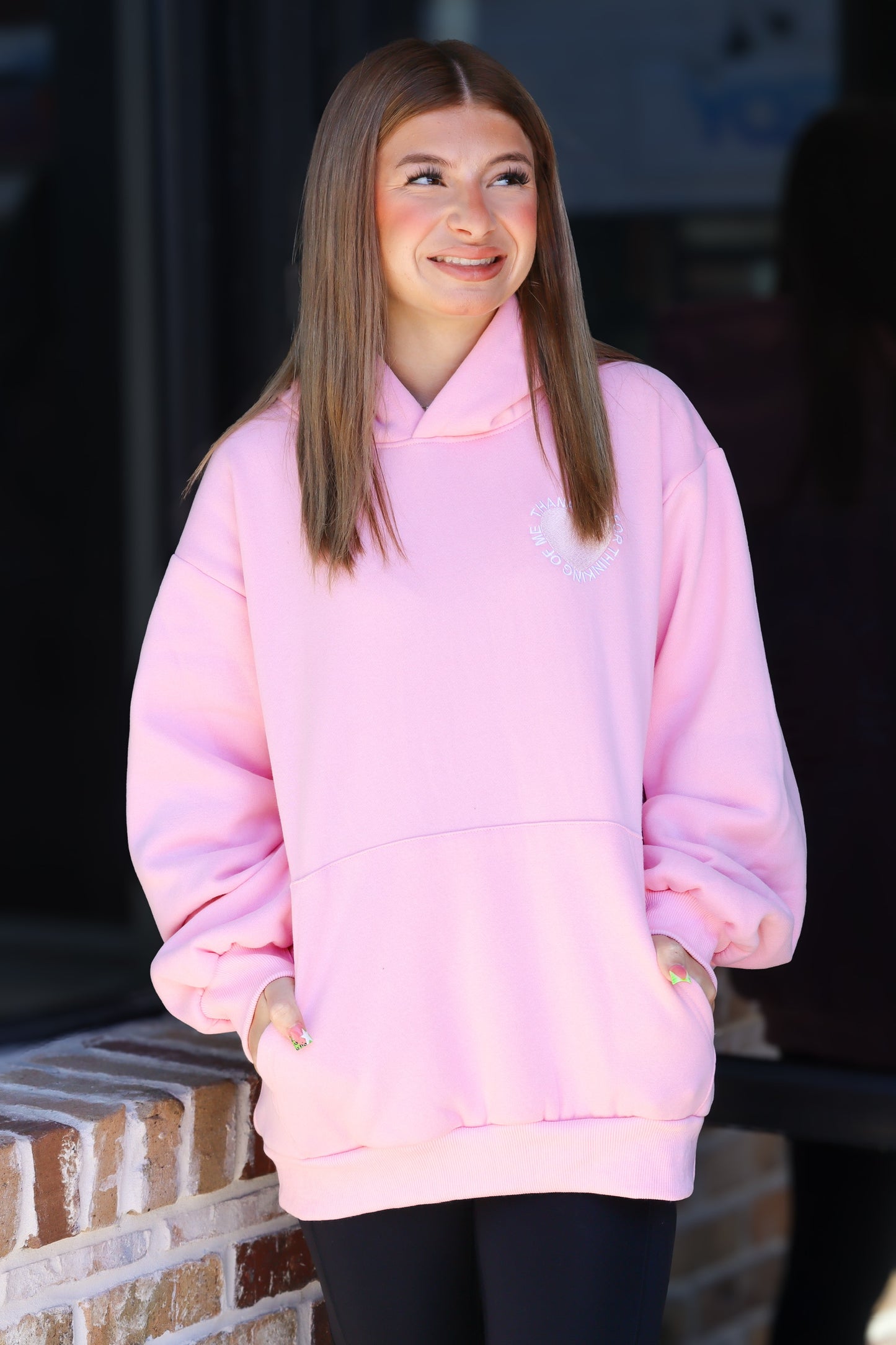 "Thank You For Thinking Of Me" Pink Hoodie