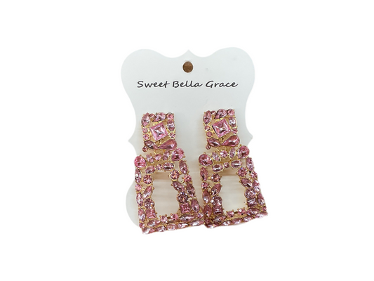 Pink Jeweled Dangle Earrings