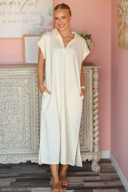 Cream Scuba Maxi Dress