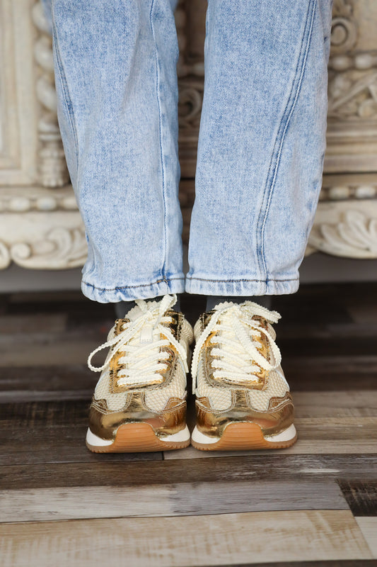 Gold Woven Sneakers