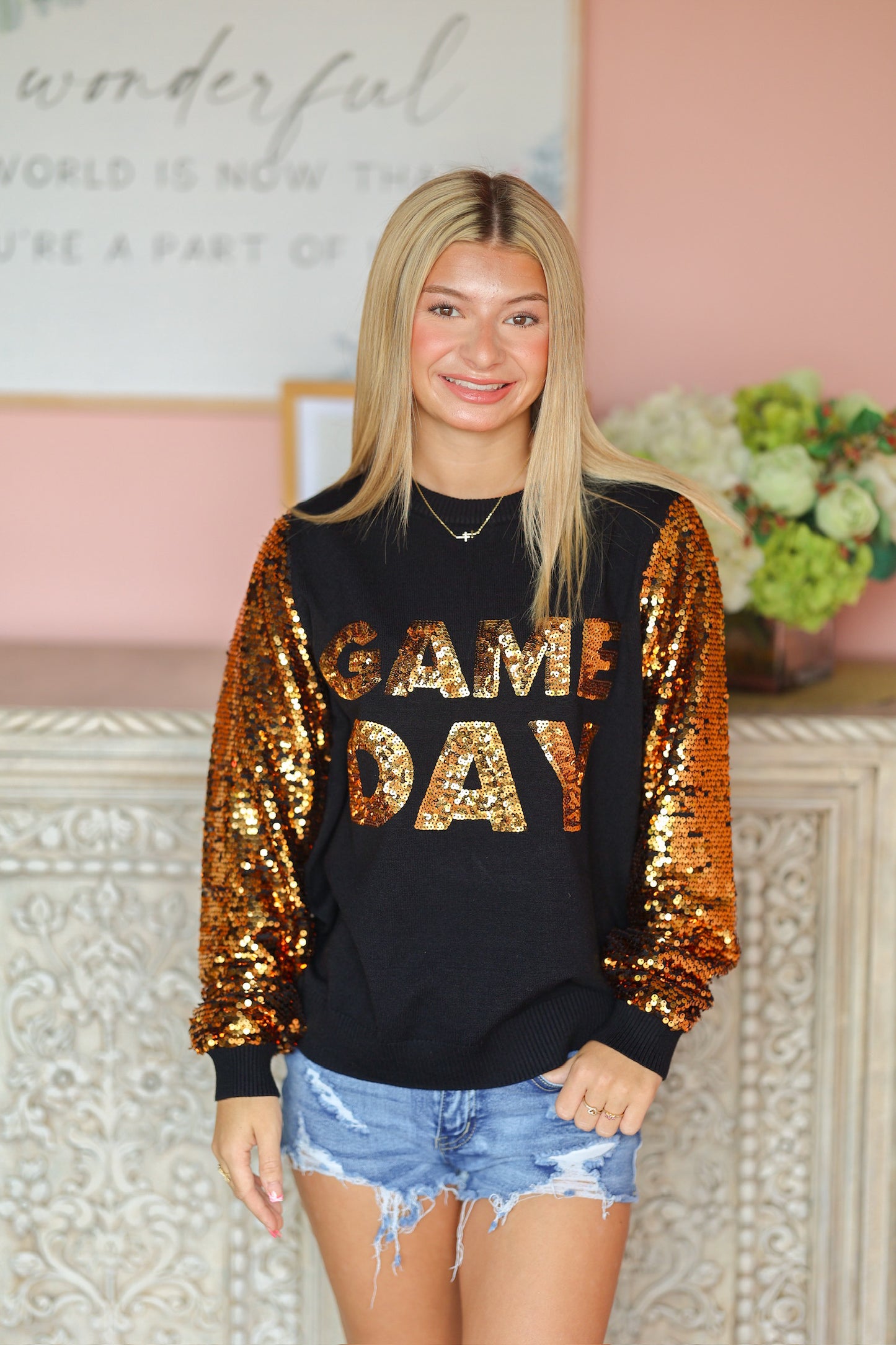 Black and Gold Gameday Sequin Sweater