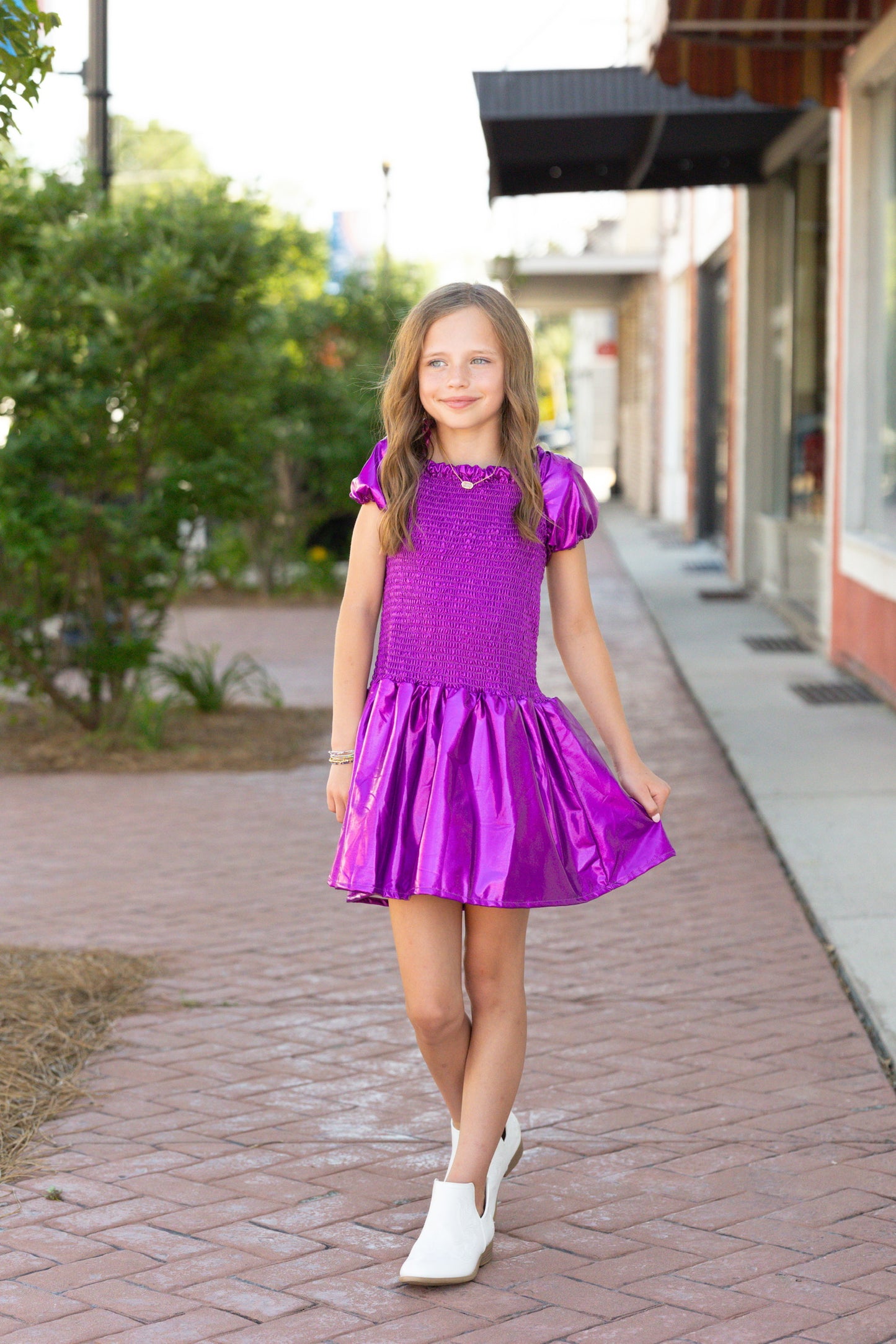 kids smocked purple dress