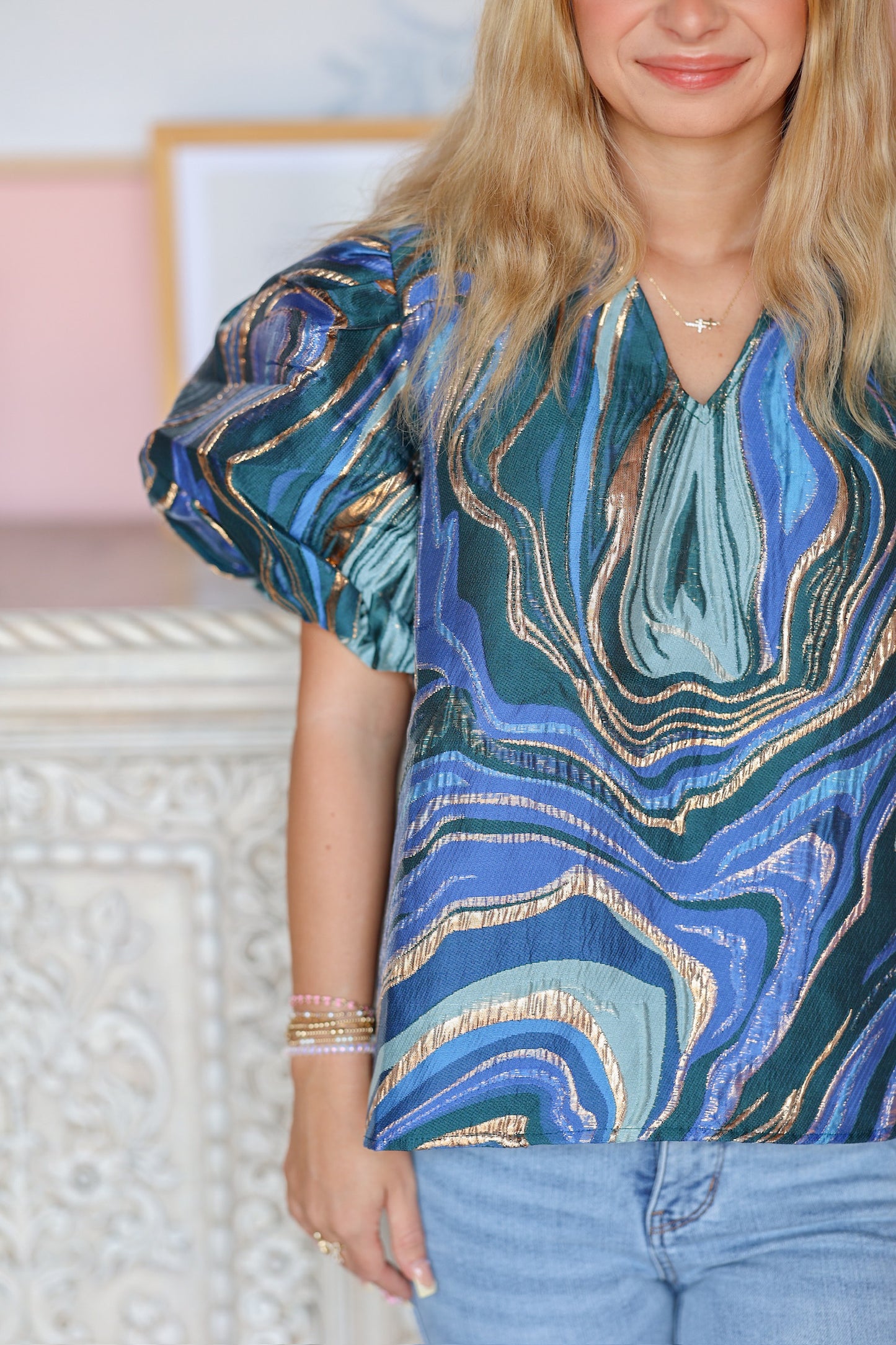 Blue & Gold Mix Top