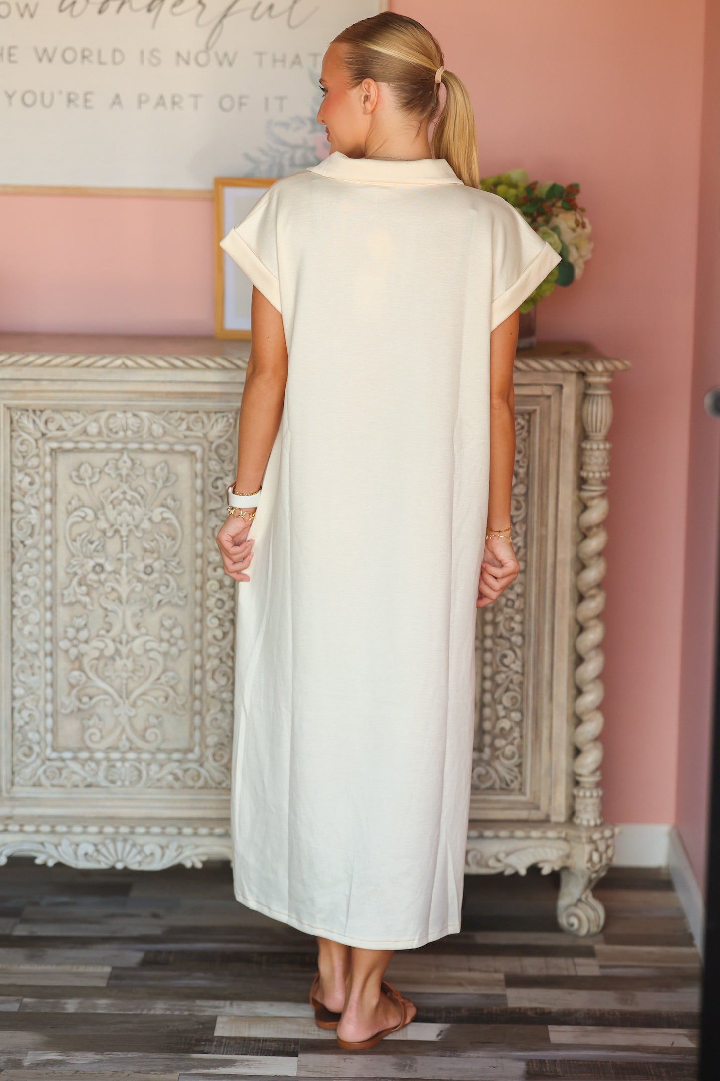 Cream Scuba Maxi Dress