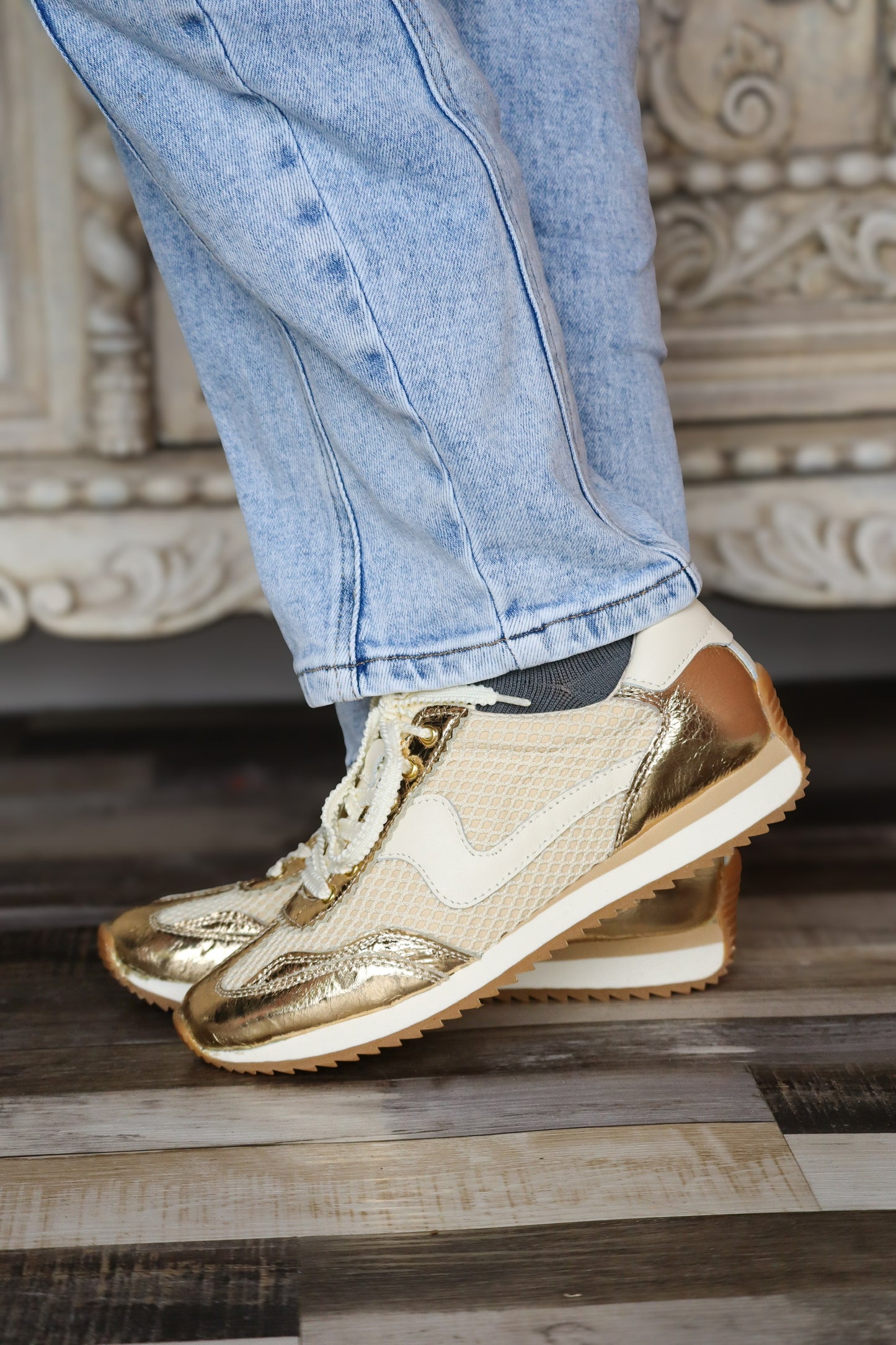 Gold Woven Sneakers
