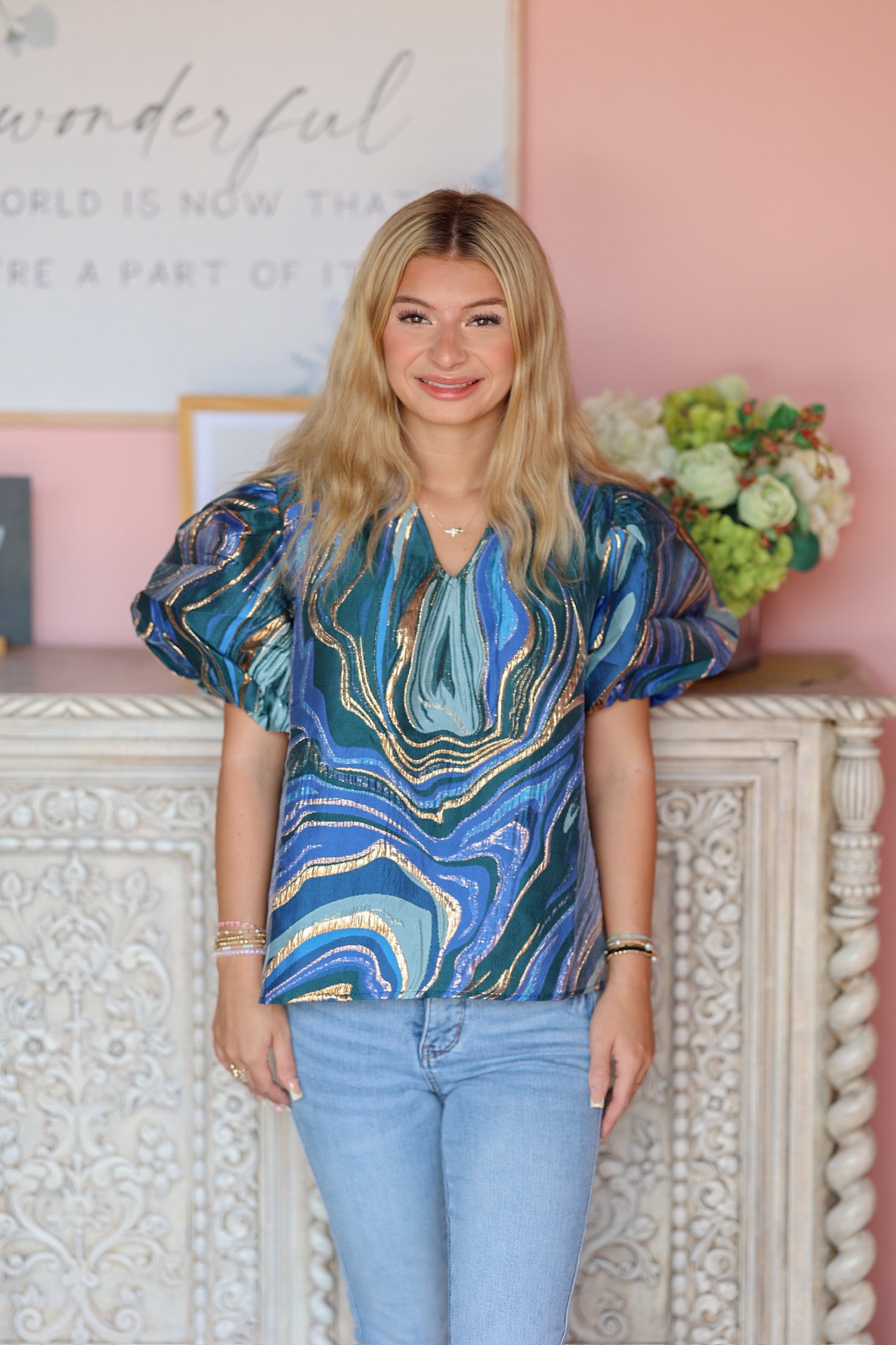 Blue & Gold Mix Top