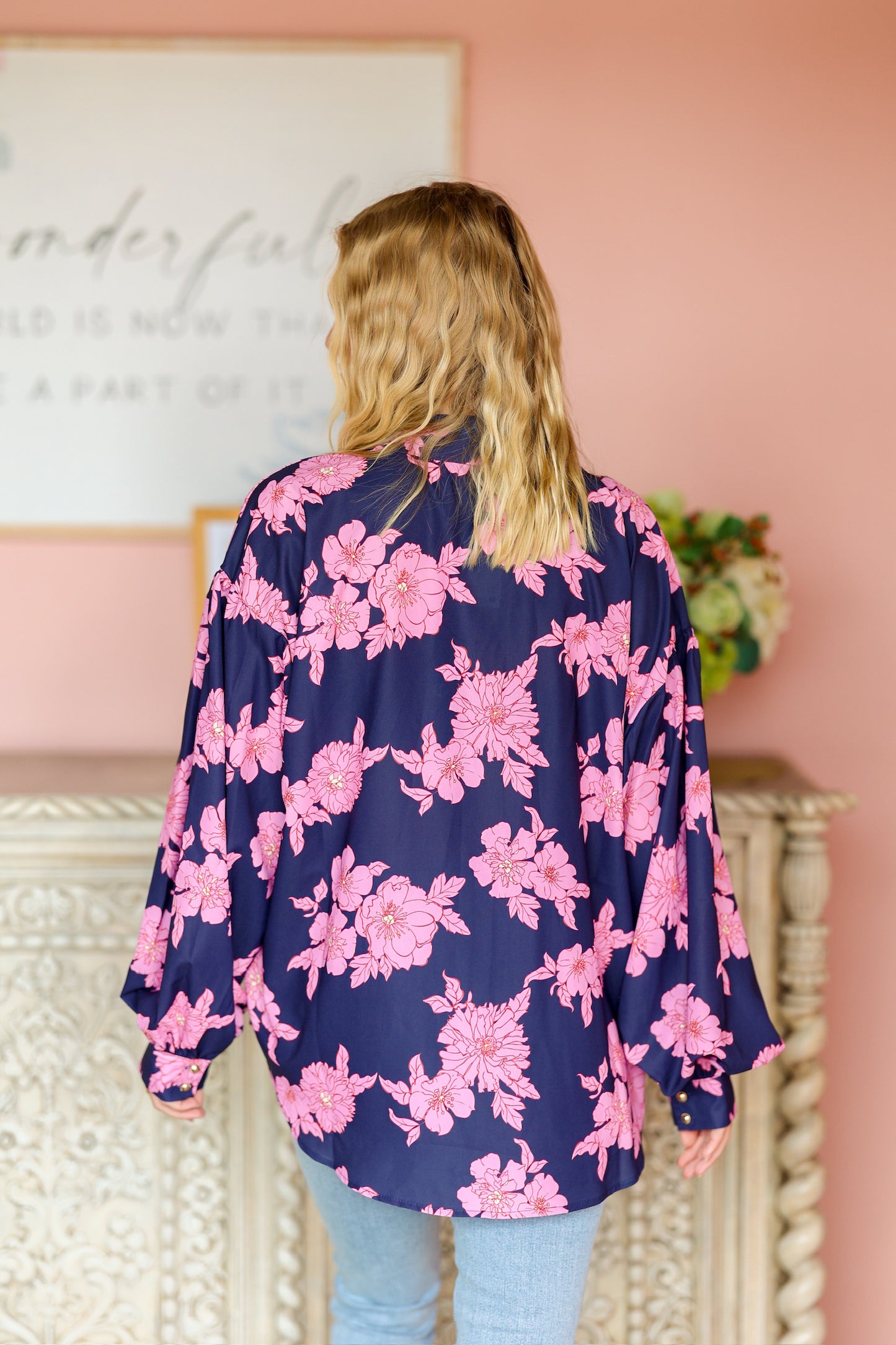 Navy Floral Top