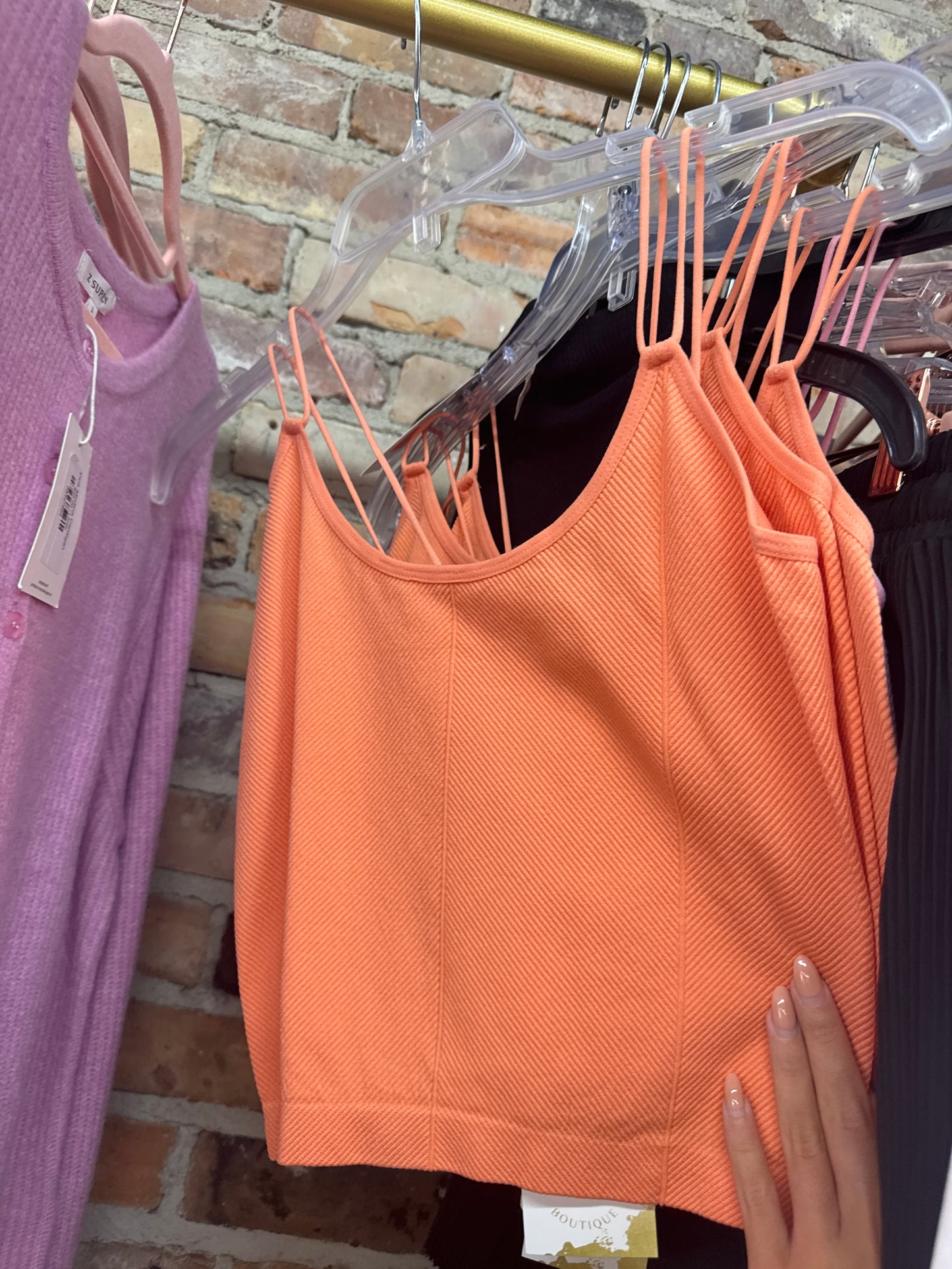 Orange to strapped tank 