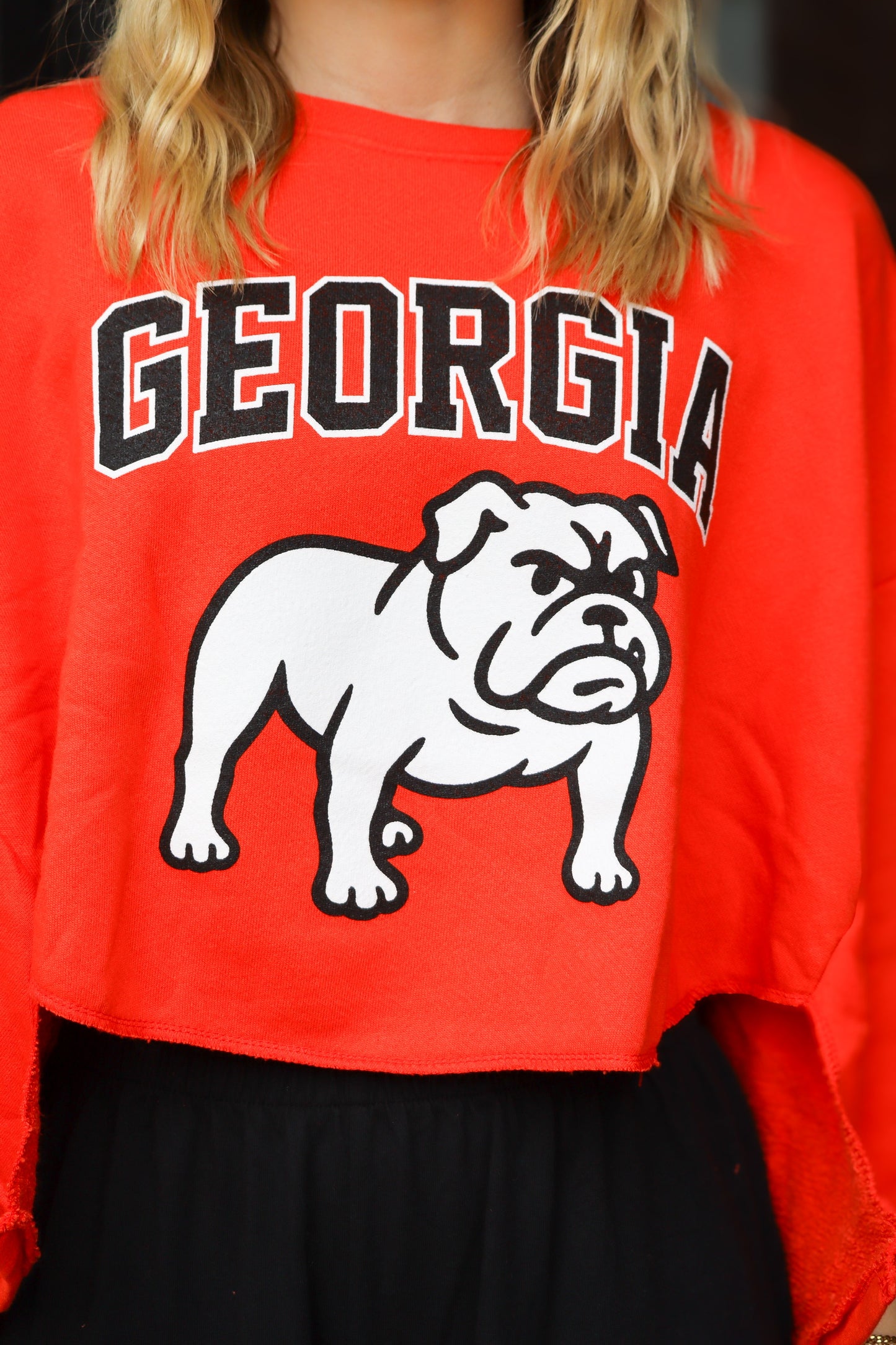 Red Georgia Bulldog Cropped Sweatshirt