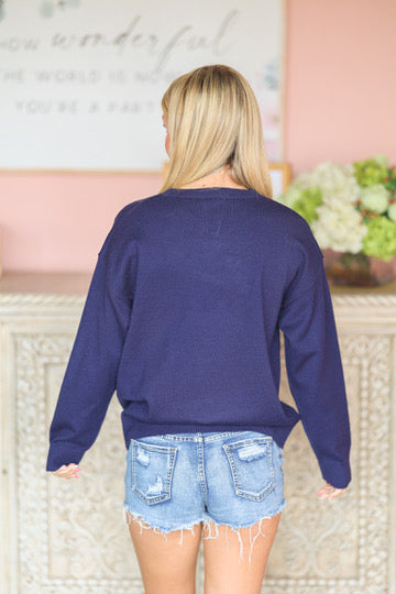 Navy and Silver Gameday Sweater
