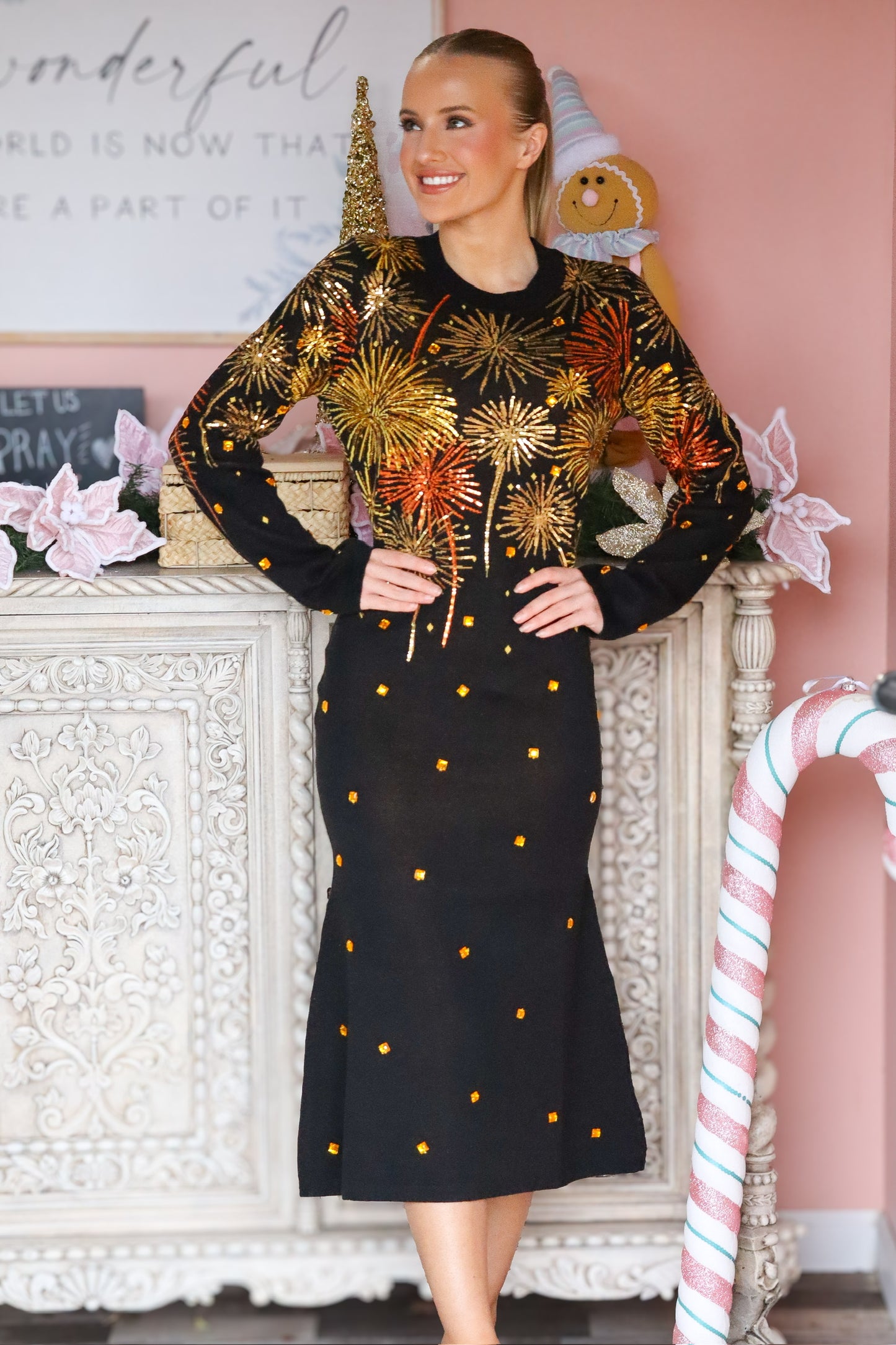 QOS Black Firework Dress