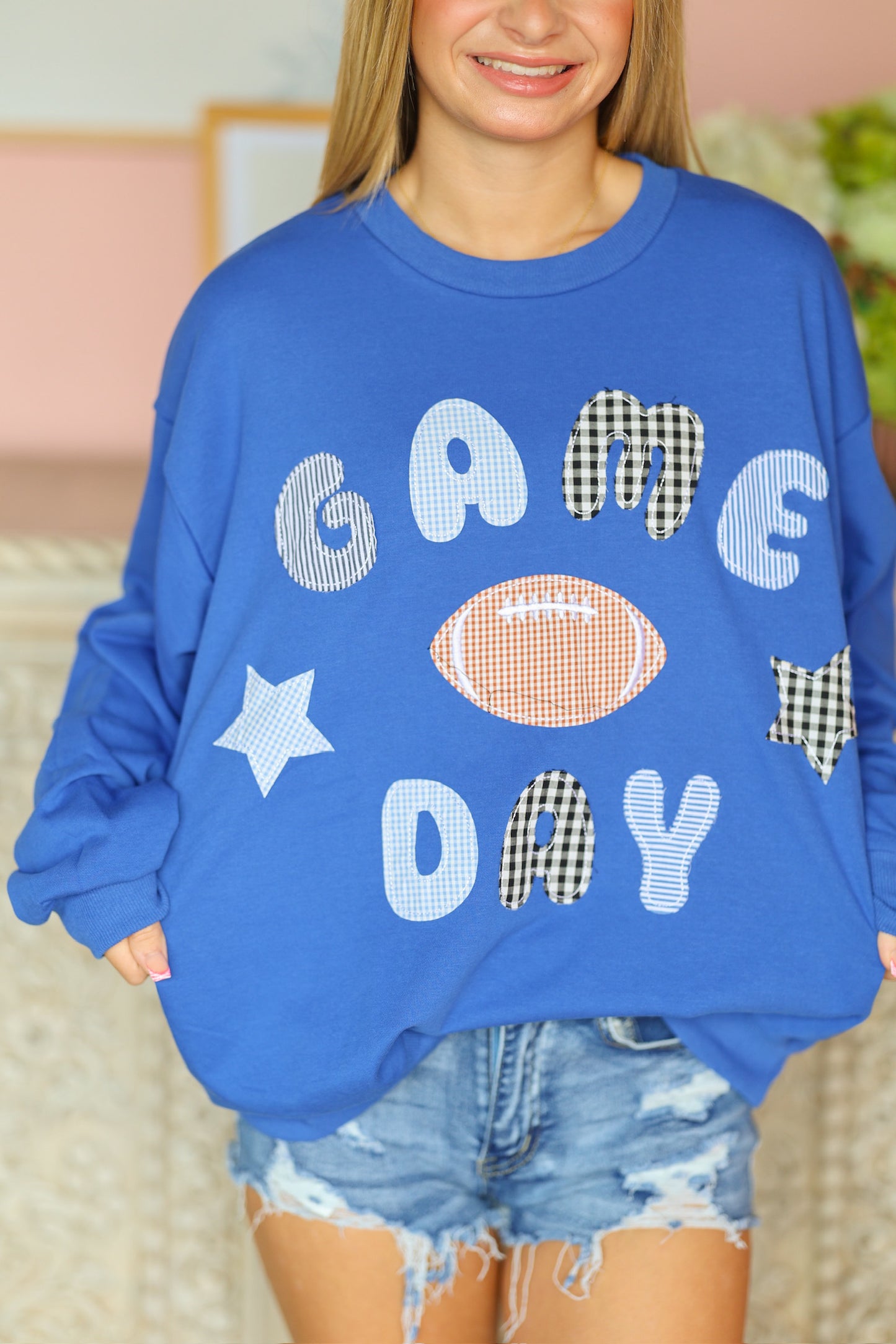 Blue Gameday Patchwork Crew