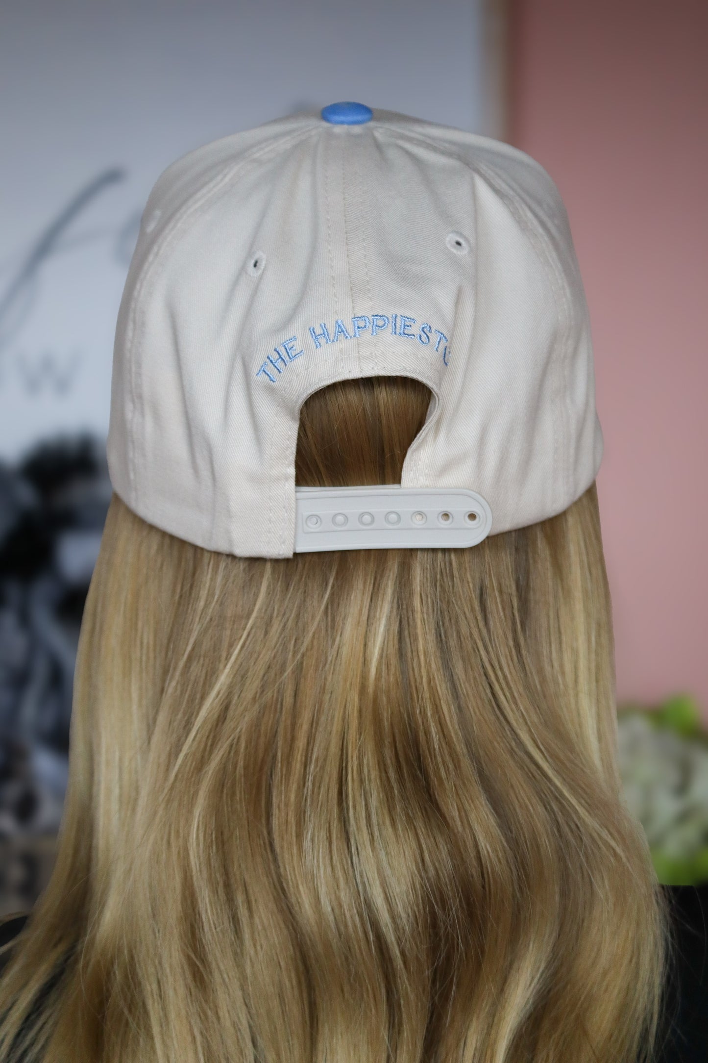 Blue The Happiest Embroidered Trucker Hat