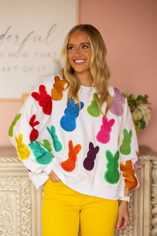 QOS White Peeps Sweatshirt
