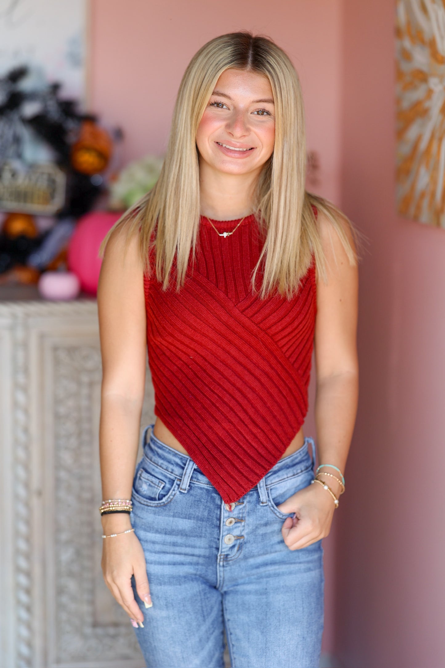 Ruby Red Knit Tank