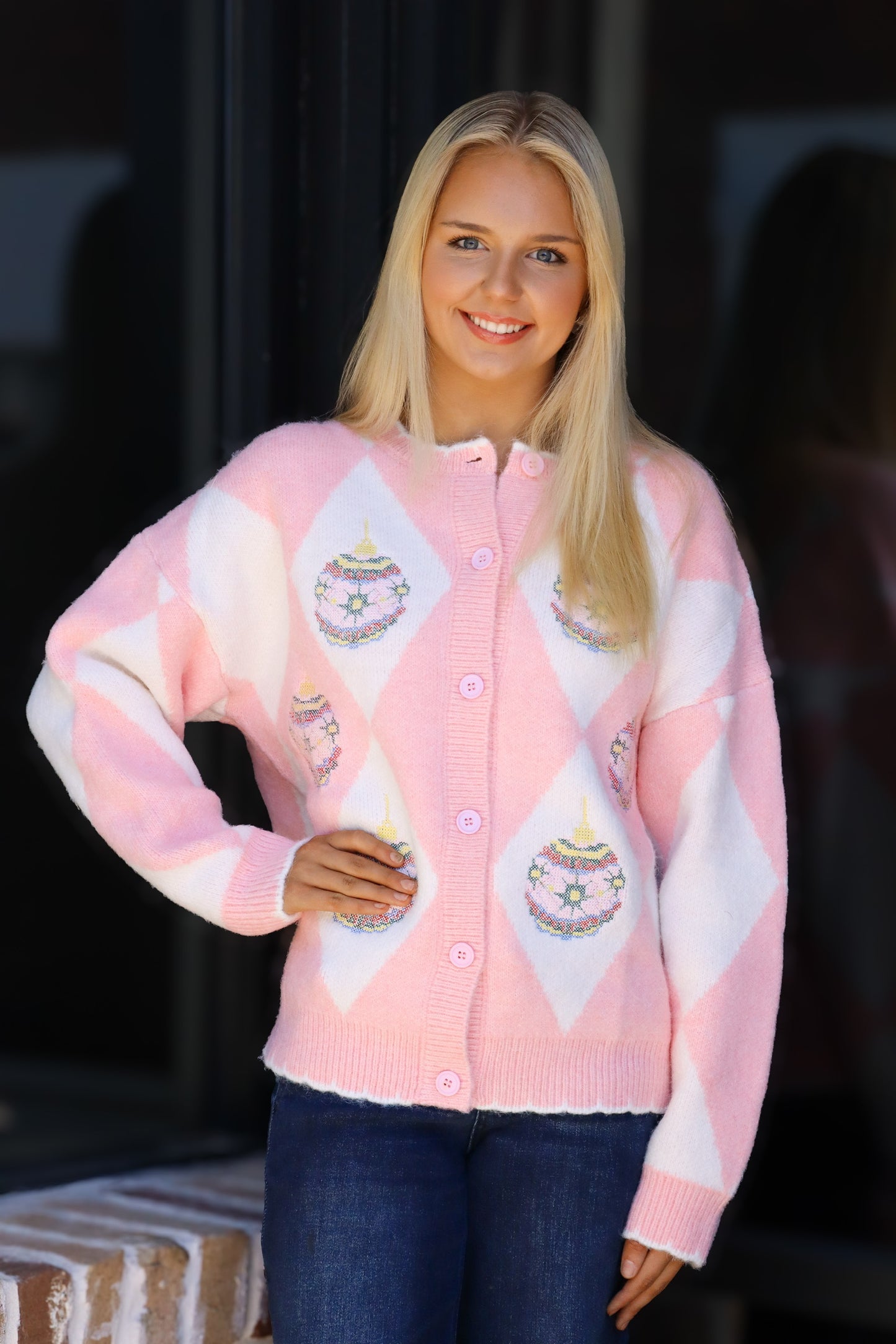 Pink Christmas Cardigan