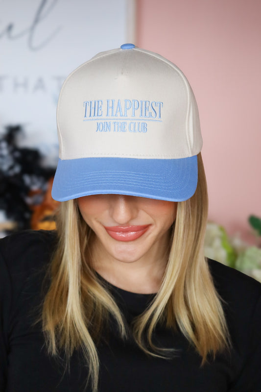 Blue The Happiest Embroidered Trucker Hat